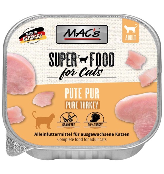 MAC's konserv kassile (99% liha) KALKUN, teraviljavaba, kausike (Superfood Cat Pure Turkey)