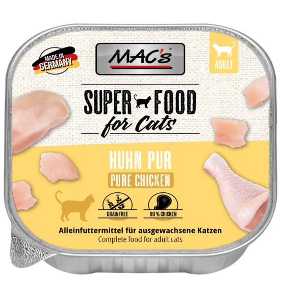 MAC's konserv kassile (99% liha) KANA, teraviljavaba, kausike (Superfood Cat Pure Chicken)