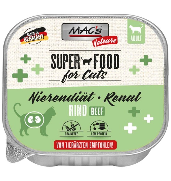 MAC's Vetcare RENAL veiselihaga, neerutalitlust toetav konserv kassile, kausike (Superfood Cat Beef)