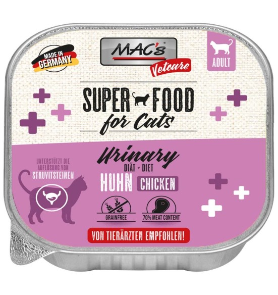 MAC's Vetcare URINARY kanalihaga, kuseteede talitlust toetav konserv kassile, kausike (Superfood Cat Chicken)