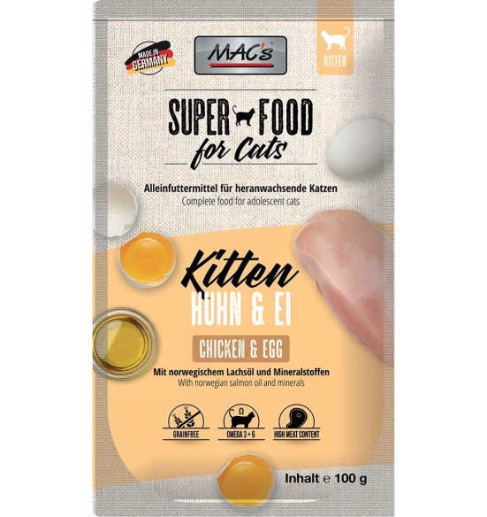 MAC's konserv kassipojale KANA (94%), MUNA teraviljavaba, kotike (Superfood Kitten Chicken & Egg)