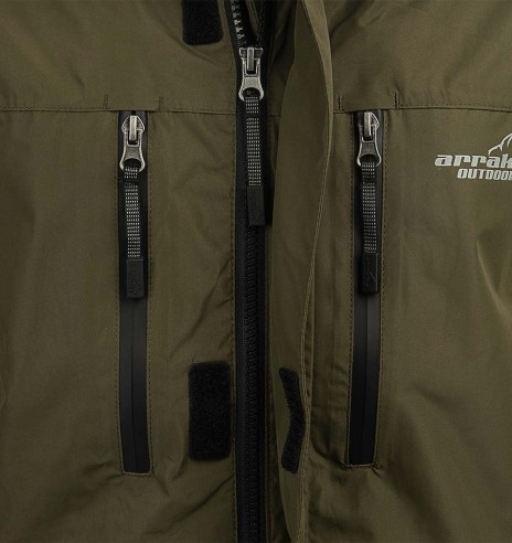 Дождевик для мужчин, водонепроницаемый и дышащий, оливково-зеленый Rain Jacket (Arrak Outdoor)