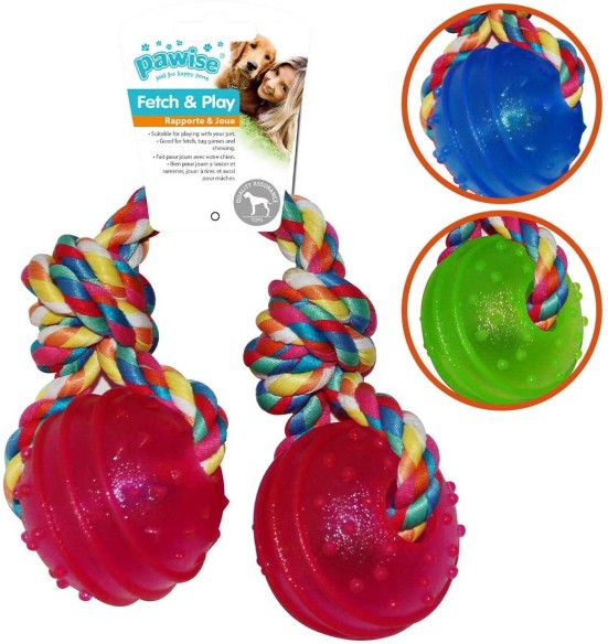 Mänguasi koerale, pallid nööriga TPR 2 Balls with Rope (Pawise)