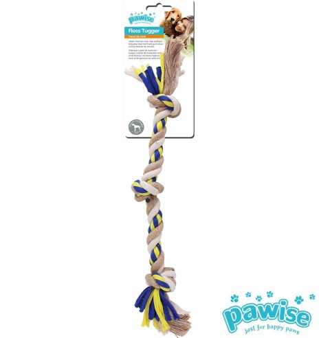 Веревочная игрушка для собак, канат с тремя узлами Floss Tugger 3 Knots Bone (Pawise)