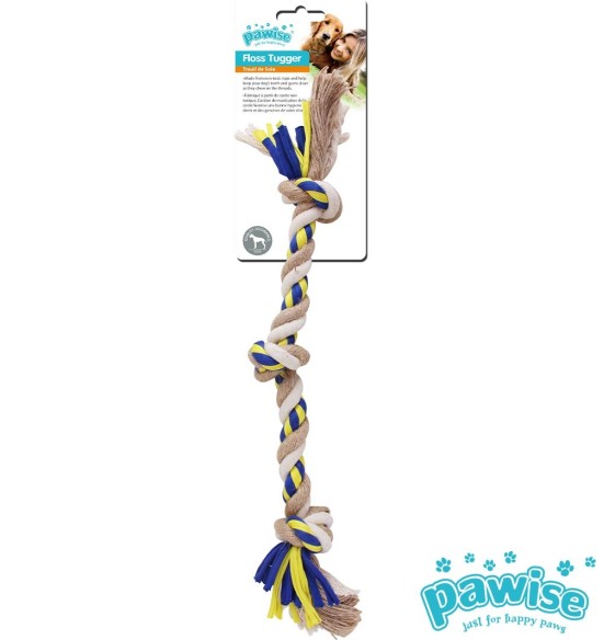 Веревочная игрушка для собак, канат с тремя узлами Floss Tugger 3 Knots Bone (Pawise)