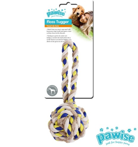 Веревочная игрушка для собаки, мячик с петлей Floss Tugger Ball with Handle (Pawise)