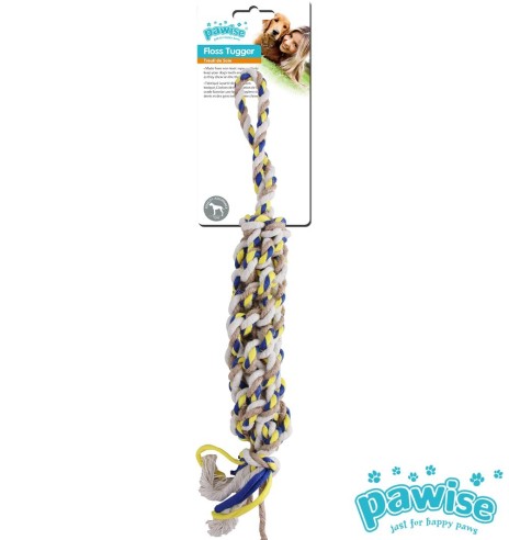 Веревочная игрушка для собаки, катушка с петлей Floss Tugger Stick with Handle (Pawise)