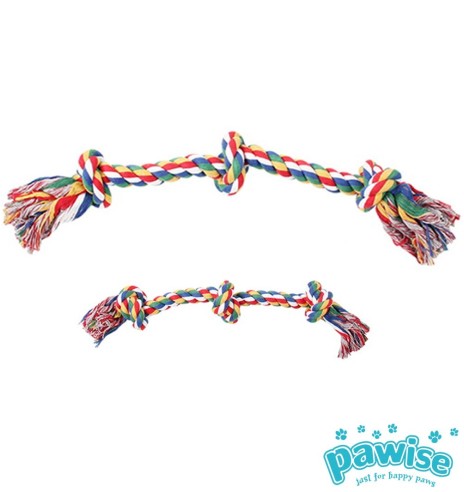 Köis-mänguasi koerale, värviline kont kolme sõlmega Rope Bone (Pawise)