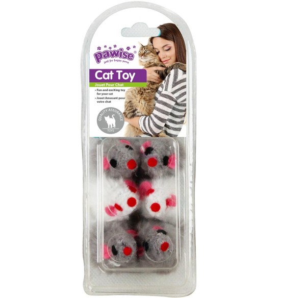 Mänguasi kassile, 6 plüüsist hiirt Plush Mice (Pawise)