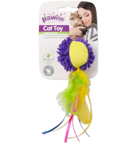 Игрушка для кошек, разноцветный шарик с перьями Meow Meow Life-Ball with Tail (Pawise)