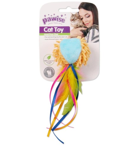 Игрушка для кошек, разноцветный шарик с перьями Meow Meow Life-Ball with Tail (Pawise)