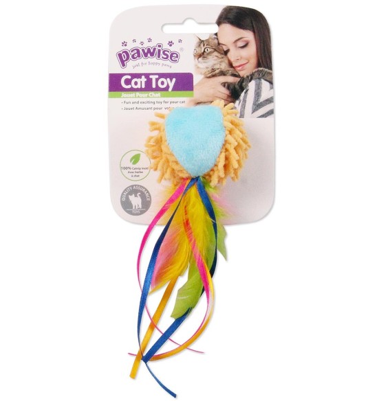 Игрушка для кошек, разноцветный шарик с перьями Meow Meow Life-Ball with Tail (Pawise)