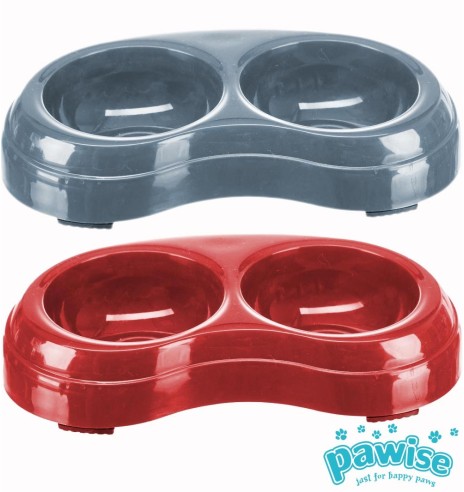 Kaheosaline kauss kassile ja koerale, kaheosaline Pet Double Bowl (Pawise)