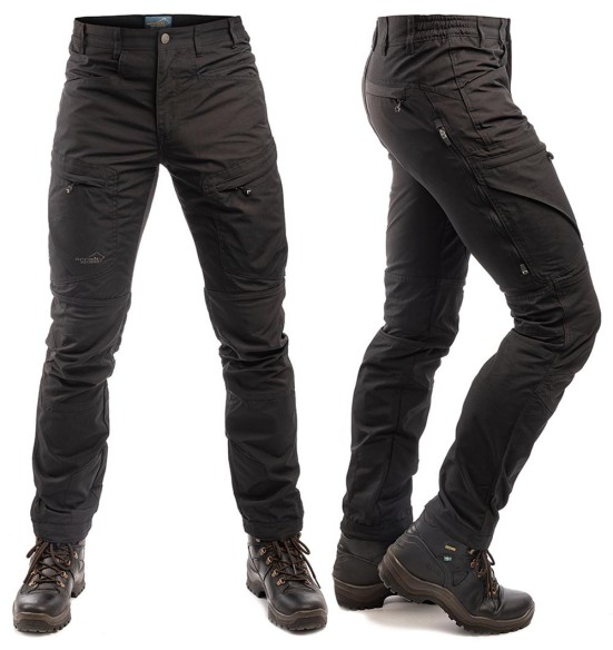 Püksid meestele, stretšpaneelidega ja vetthülgavad, must, Active Stretch (Arrak Outdoor)