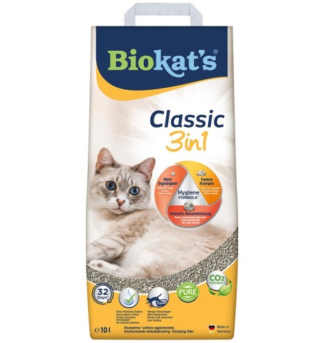 Наполнитель для кошачьих туалетов Biokats Classic 3in1, смесь гранул трех размеров 10 литров