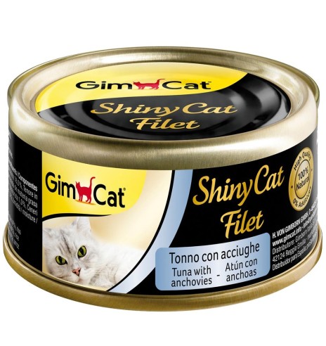 ShinyCat консервированный корм для кошек филе тунца с анчоусами в бульоне 70 г (GimCat)