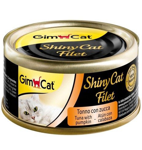 ShinyCat консервированный корм для кошек филе тунца с тыквой в бульоне 70 г (GimCat)