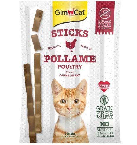 Палочки лакомства для кошек, с мясом птицы, беззерновые (GimCat)