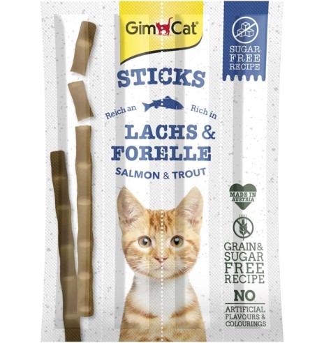 Палочки лакомства для кошек, с мясом лосося и трески, беззерновые (GimCat)