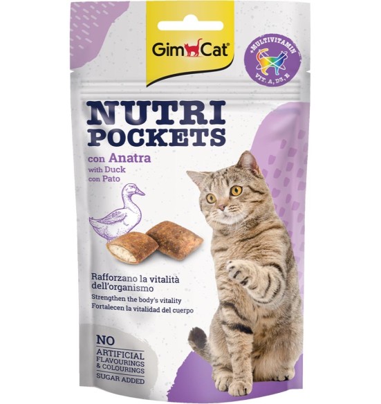 Nutri Pockets täidisega maius kassile, pardilihaga padjakesed (GimCat)