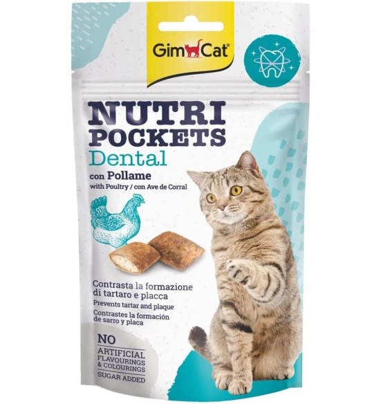 Nutri Pockets Dental лакомство с начинкой, для кошек, подушечки с мясом птицы (GimCat)