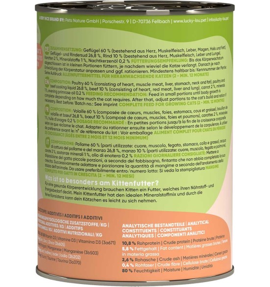 Lucky Lou konserv kassipojale kodulinnu- ja veiselihaga, teraviljavaba 400 g