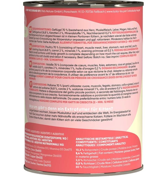 Lucky Lou konserv kassipojale kodulinnulihaga, teraviljavaba 400 g kotikeses