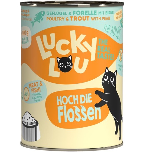 Lucky Lou беззерновой консервированный корм для кошек с домашней птицей и форелью