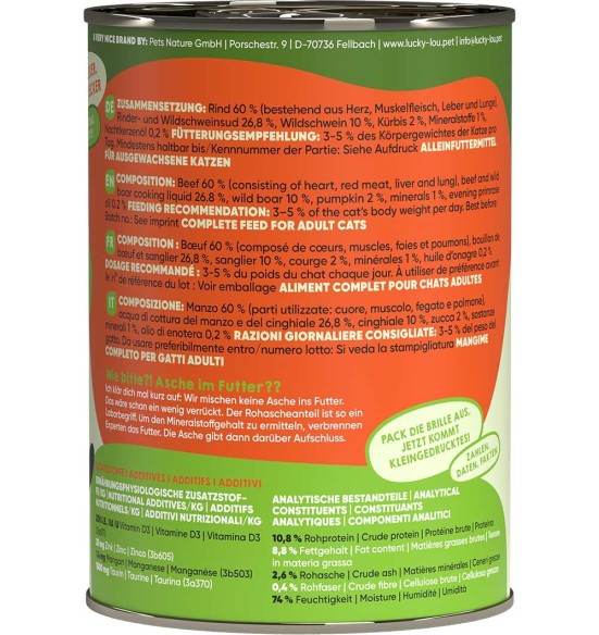 Lucky Lou konserv kassile veise- ja metssealihaga, teraviljavaba