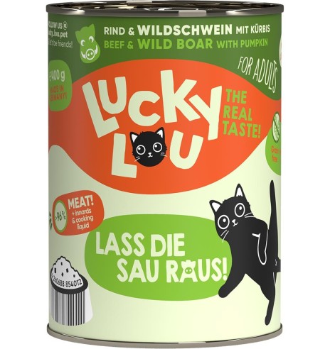 Lucky Lou беззерновой консервированный корм для кошек с говядиной и кабаниной