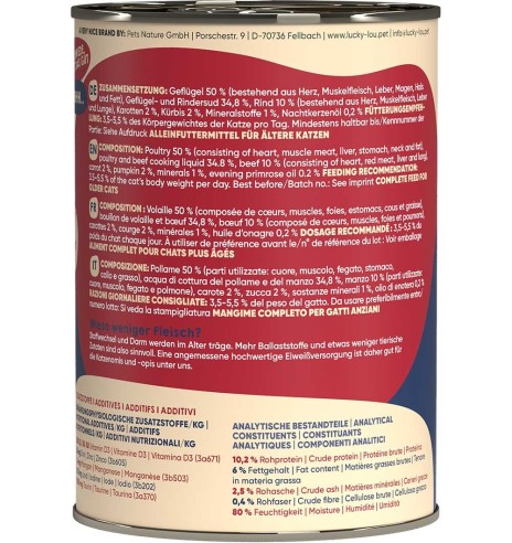Lucky Lou konserv eakale kassile kodulinnu- ja veiselihaga, teraviljavaba