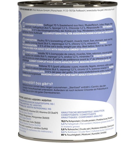 Lucky Lou Sterilized konserv steriliseeritud kassile kodulinnulihaga, teraviljavaba