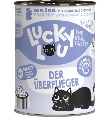 Lucky Lou беззерновой консервированный корм для стерилизованных кошек с домашней птицей