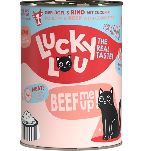 Lucky Lou беззерновой консервированный корм для кошек с мясом птицы и говядиной