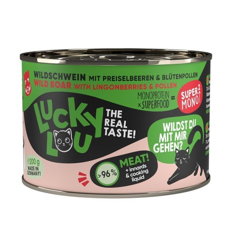 Lucky Lou SuperMono² монопротеиновый беззерновой консервированный корм для кошек с мясом кабана