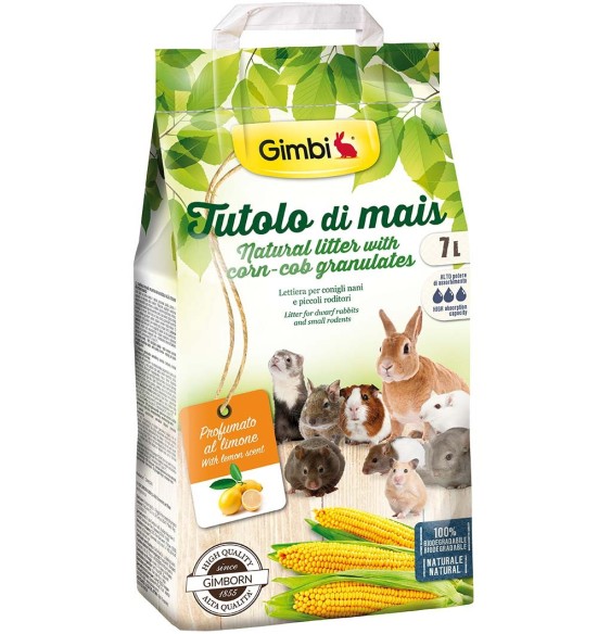 Наполнитель из кукурузных отходов для мелких грызунов, карликовых кроликов, птиц, рептилий (Gimbi)