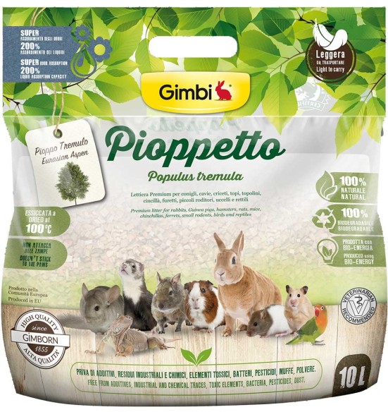 Наполнитель древесный осиновый для грызунов, птиц и рептилий (Gimbi)