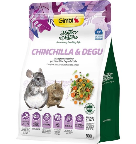 Mother Nature täistoit tšintšiljadele ja deegudele, 800 g (Gimbi)