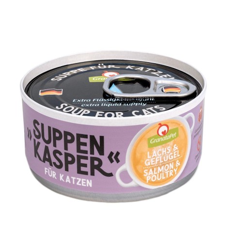 SUPPENKASPER суп консервированный для кошек с лососем, домашней птицей и наваристым бульоном, беззерновой (Granata Pet)