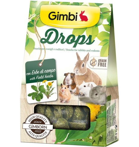 Maiusedropsid niidutaimedega, küülikutele ja väikenärilistele, 50 g (Gimbi - Drops with Field herbs)