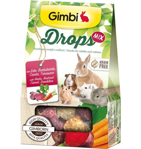 Maiusedropsid MIX, küülikutele ja väikenärilistele, 50 g (Gimbi - Drops with Field herbs)