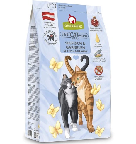 GranataPet сухой корм для кошек С МОРСКОЙ РЫБОЙ И ТИГРОВЫМИ КРЕВЕТКАМИ, беззерновой (GranataPet)