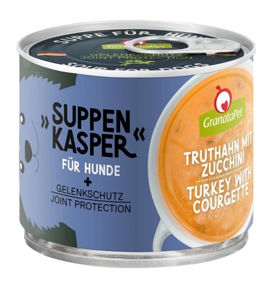Консервированный суп SUPPENKASPERдля собак, С ИНДЕЙКОЙ, КАБАЧКОМ и наваристым бульоном, беззерновой (Granata Pet)