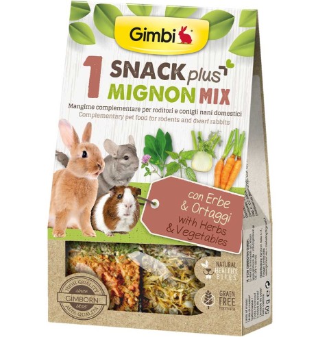 Snack Plus Mignon MIX 1 taimede ja köögiviljadega - kääbusküülikutele ja närilistele 50 g (Gimbi)