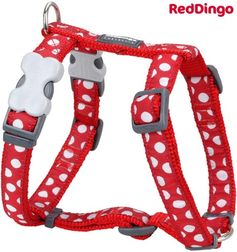 Шлейки для собак с дизайнерским принтом White Spots on Red (Red Dingo)