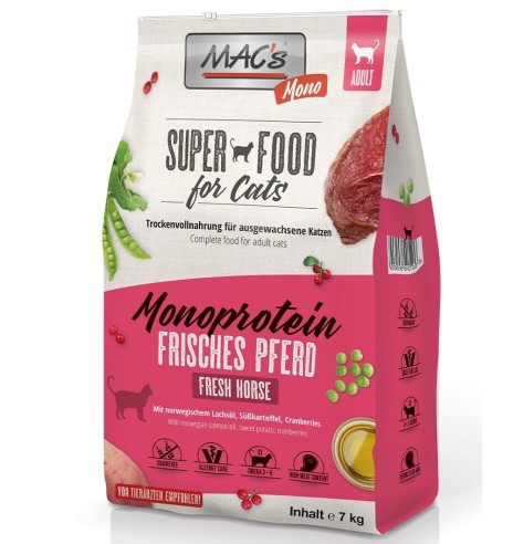 MAC's Mono HOBUSELIHAGA teraviljavaba monovalguline kuivtoit kassidele (Superfood Cat Monoprotein Dry Food)