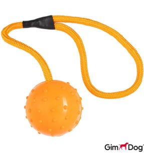 Игрушка для собак резиновый мяч, на верёвке с петлей, Ø 60 мм (GimDog) 2