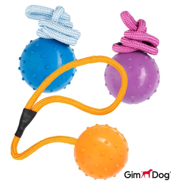 Игрушка для собак резиновый мяч, на верёвке с петлей, Ø 60 мм (GimDog)
