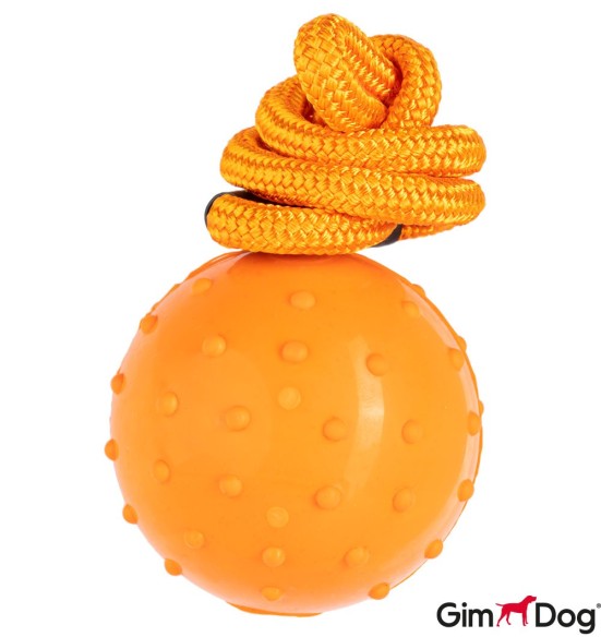 Игрушка для собак резиновый мяч, на верёвке с петлей, Ø 60 мм (GimDog)