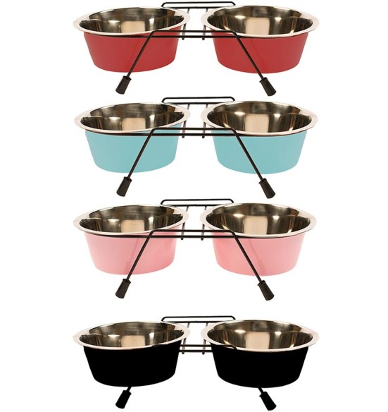 Миски из нержавеющей стали на подставке, разные размеры Twin Feeder